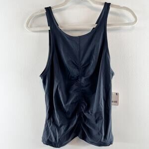 Free People Movement Ruched Front Gathered Running Tank Top Black Medium